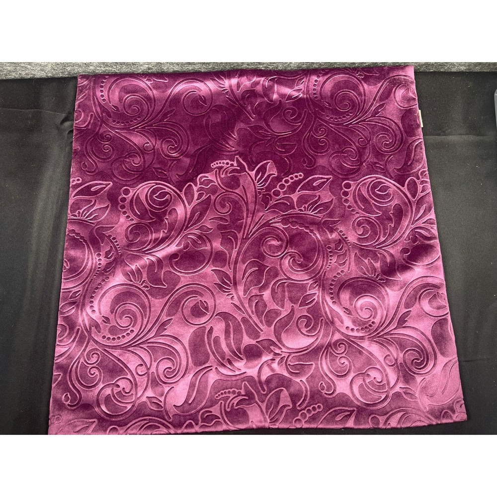 TangDepot Purple Embossed Velvet Damask Floral Throw Pillow Cover 22x22 Square